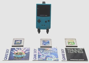 Nintendo Game Boy COLOR CGB-001 Verde azulado con 3 juegos World Bowling Tennis Scrabble - Imagen 1 de 21