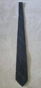 Vintage SCHRETER NECK TIE Christmas Joy Tree Navy Blue Made in USA RN 17899 - Picture 1 of 7
