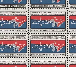 SCOTT 1306 MIGRATORY BIRD TREATY 5 CENT M NH FULL SHEET OF 50 - Picture 1 of 1