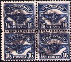 1923 Scott #C5 Air Service Block of 4 CV $ 120.00 Air Mail Heavy Cancel - Picture 1 of 4