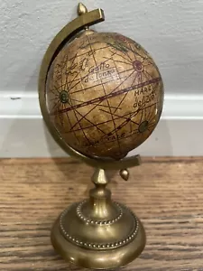Small Vintage Desk Globe Latin Wooden Pedastal Made In Italy - Picture 1 of 7
