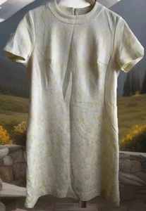 Elegante abito donna floreale giallo limone vintage anni 60 70 taglia M - Foto 1 di 14