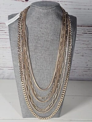 Collar cadena de diamantes de imitación tono dorado múltiple Gemma Layne precio de venta sugerido por el fabricante 48 USD Navidad Foto 1 de 4