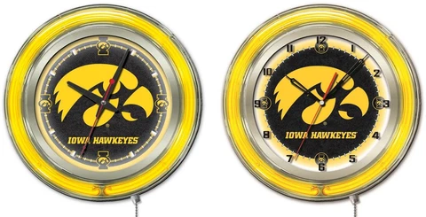 NCAA - Iowa Double Neon Ring, Logo Clock College Team Logo Cover