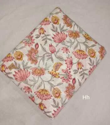 5 Yard Hand Block Print Handmade Cotton Indian Natural Sanganeri Print Fabric. - Image 1 of 4