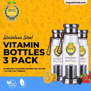 3 Pack of Organic Greek Vitamin Bottles® Hydrogen Alkaline Generator Water + FIL - Picture 1 of 7