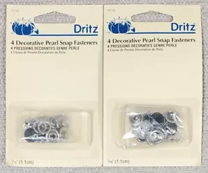 2 Pkg. Dritz Shirt BLACK PEARL SNAP FASTENERS 8 Total 7/16" NEW in Package 17-13 - Picture 1 of 2