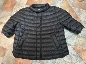 MARTHA STEWART DOWN PUFFER VEST 3/4 SLEEVE POCKETS SIZE 1X ZIPPER BLACK - Picture 1 of 4