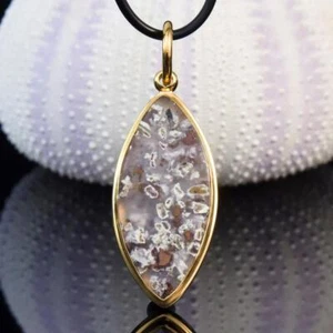 Colgante Crisocola Nativo Cobre Cabujón & Oro Vermeil Plata de Ley 7.11 G - Imagen 1 de 12