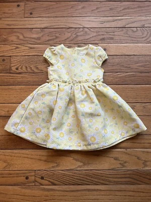 Nannette Baby 18 month Dress Yellow Daisies Ruffles Buttons Heart Cut Out - Image 1 of 4