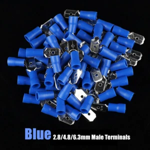 100/10PCS Insulated Electrical Wire Splice Terminal Male Spade Connector Kit - Picture 1 of 4