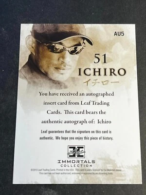 2013 Leaf Ichiro Immortals BLANK FRONT MISSING AUTOGRAPH & Serial # 51 #AU5 - Image 1 of 2