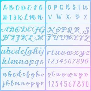 8 Pieces Calligraphy Letter Number Stencil Reusable Template Cursive Alphabet