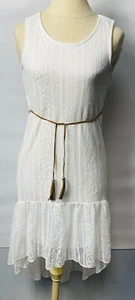 Paper Doll Girls Hi-Lo White dress suede tassel belt Boho Sz 16 - Picture 1 of 3