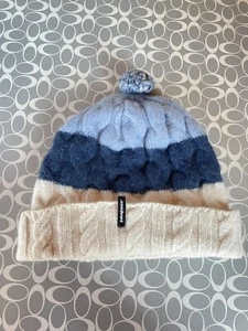 Patagonia Wool Pom Beanie Fall 2014 Cable Knit Blue Fleece Lined 28975 Women’s - Picture 1 of 10