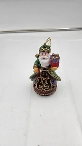 Vintage Santa, Burgundy Brown Green Ornament, Holiday Decoration, Home Decor,... - Picture 1 of 4