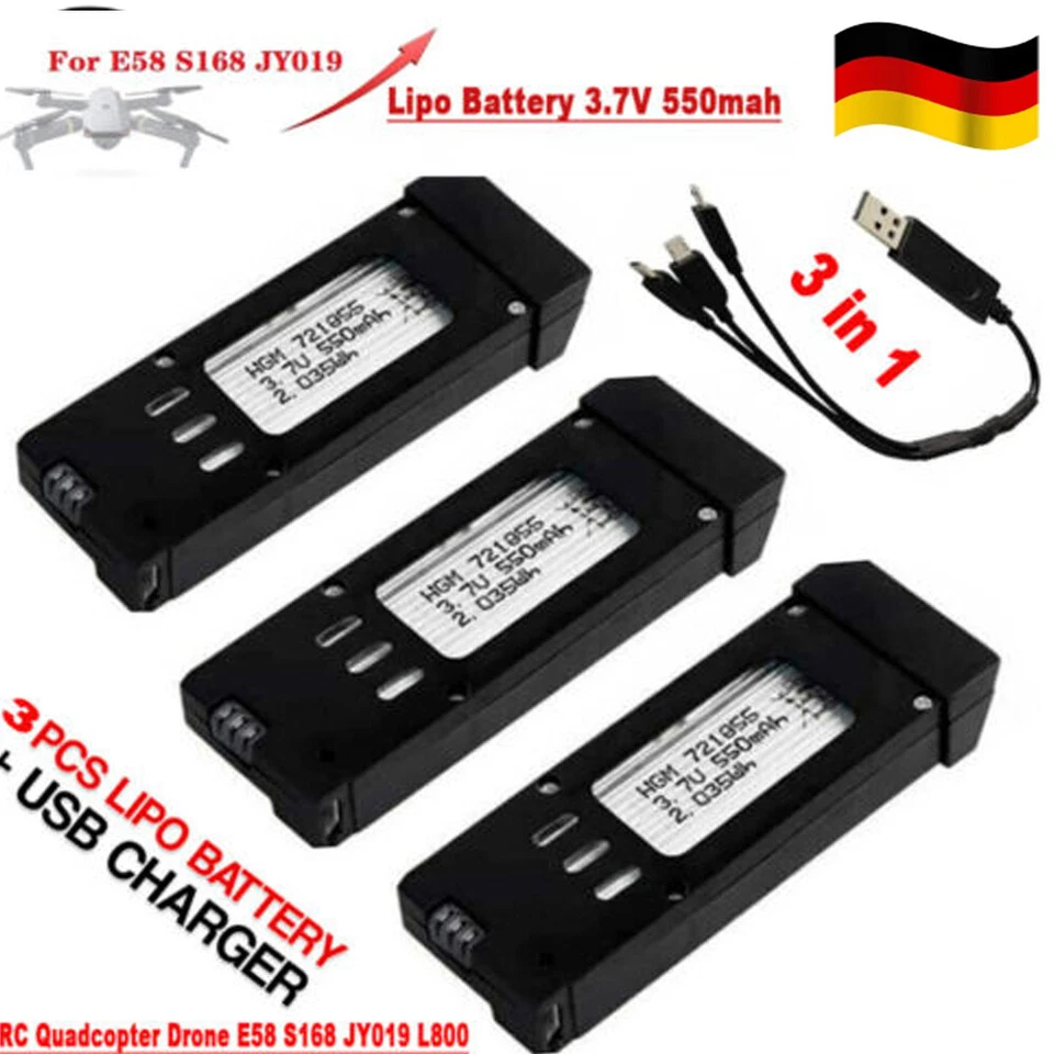 3 Stk 3,7V 500mAh Eachine E58 Akku Batterie für Eachine E58 Quadcopter Drohne DE - Bild 1 von 4
