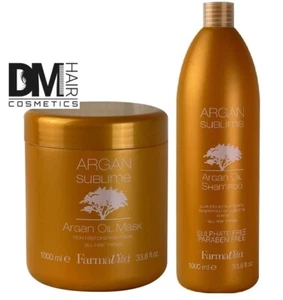 FARMAVITA ARGAN SUBLIME OIL SHAMPOO 1000ml + OIL MASK MASCHERA 1000ml KIT SET - Foto 1 di 1