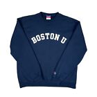 Champion Vintage Boston University College Sweatshirt Jumper Spell Out Navy L