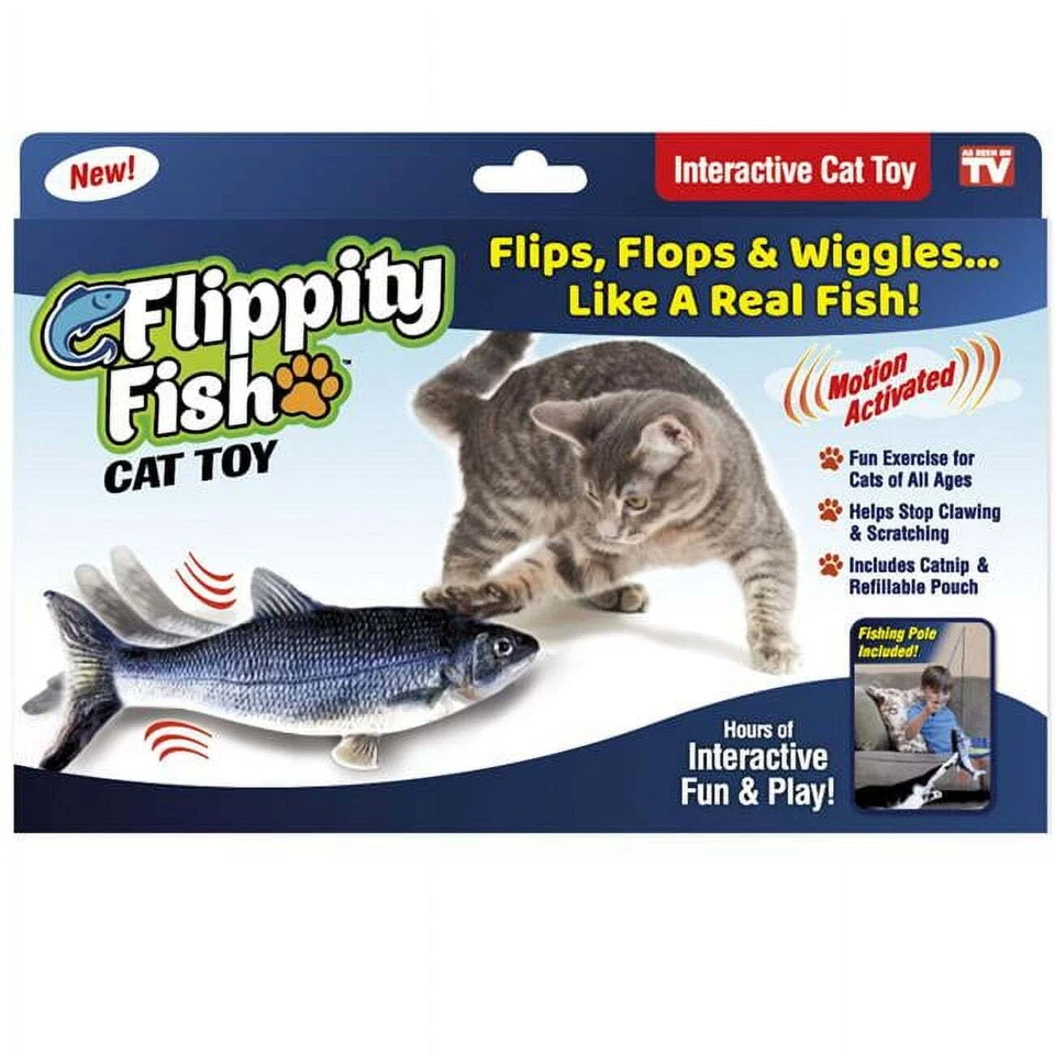as Seen on TV Flippity Fish Cat Toy - Interactive Fun & Play Motion Activated