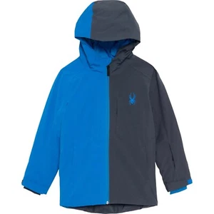 Spyder Kids Boy Ebony (Blue & Gray) Waterproof Chief Hooded Jacket US M Youth - Picture 1 of 4