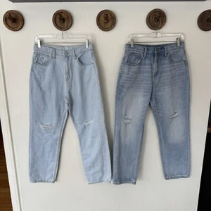 Old Navy High-Rise Slouchy Straight Jeans Size 16 Youth Girl Lot Of 2 - Picture 1 of 14