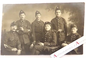 ● 25è régiment cf képi - 6 militaires - signée Georges - carte photo CPA - Picture 1 of 2