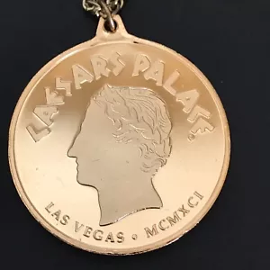 Vintage 90s Caesars Palace Casino Las Vegas Collectible Medallion Coin Pendant - Picture 1 of 7