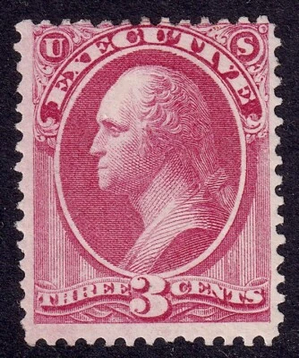 US Scott O12, 1873 Washington 'Executive', 3c carmine, H MINT - Image 1 of 2