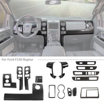16pcs Full Kit Interior Decoration Cover Trim For Ford F150 2009-14 Carbon Fiber Foto 1 de 4