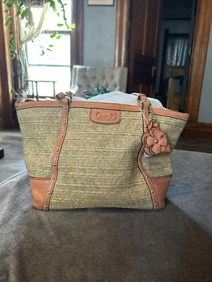 COACH ALEXANDRA CORAL PATENT STRAW STUDDED TOTE SHOULDER HANDBAG F21959 - Image 1 of 4