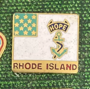 Spilla vintage BSA Boy Scouts America metallo tono oro speranza Rhode Island spilla - Foto 1 di 1