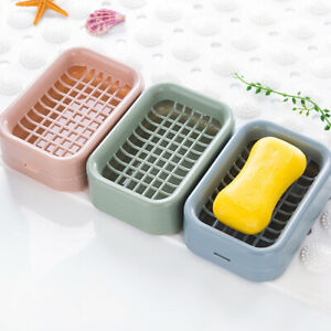Double Layer Soap Dish Holder Drain Tray Home Bathroom Shower Storage Container