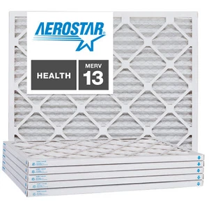 Aerostar 21 1/4x23 1/4x1 MERV 13, Pleated Air Filter, 21 1/4 x 23 1/4 x 1, 6PK - Picture 1 of 7