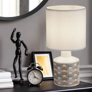 Keramik Tisch Leuchte multicolor Regen Bogen Wohn Schlaf Zimmer Textil Lampe - Bild 1 von 4
