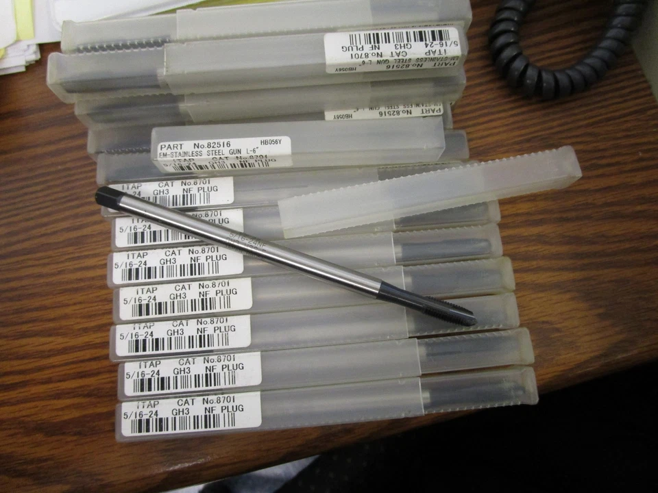 (18) GREENFIELD EM-SS 5/16"-24 Stainless Steel Extended Spiral Point Plug Tap - Image 1 of 1