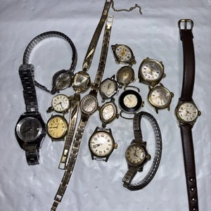 Lote de 16 relojes para mujer Elgin Gruen Cyma Bulova COMO ESTÁ FUNCIONANDO PARA REPARAR - Imagen 1 de 12
