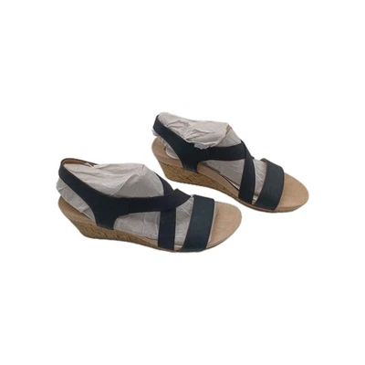 Zapatos de Sandalia Life Stride Soft System Flex Negros Punta Abierta Cuña Talla 7.5  Foto 1 de 4