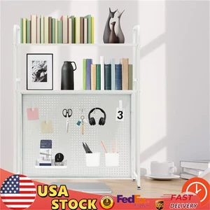 Abrazadera en Estante de Escritorio con Tablero de Clavijas Mesa Organizador Estantería Almacenamiento Blanco EE. UU. - Imagen 1 de 14