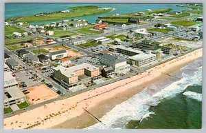 1950's OCEAN CITY MARYLAND MD AERIAL VIEW 14th STREET BEACH HOTELS BAY POSTCARD - Picture 1 of 2