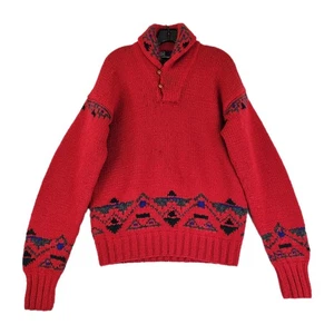 Vintage Polo Ralph Lauren handgestrickt grau Schurwolle Strickjacke Zopfmuster Schal Gr. M - Bild 1 von 14