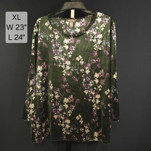 Top de ciervo blanco vintage para mujer XL 16-18 terciopelo verde floral caprichoso años 90 Y2K - Imagen 1 de 5