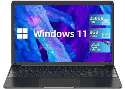 SGIN Laptop 15,6 Zoll 8GB 256GB SSD IPS HD Intel Quad-Core 7200mAh HDMI Type-C - Bild 1 von 4