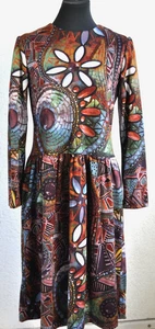 Kleid Handarb. neu 40 42 elast. Rot Braun Schwarz Weiß Blau Folklore Muster - Bild 1 von 10