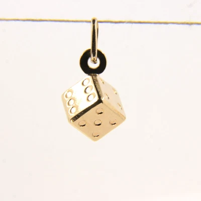 Vintage 9ct Gold Dice Charm Pendant UNOAERRE Italy Lucky Gift Idea - Image 1 of 4