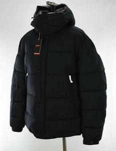 HUGO BOSS schwarze OMARIS Regular Fit wasserabweisende gefütterte Jacke mit Kapuze 46 Neu mit Etikett - Bild 1 von 4