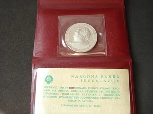 Yugoslavia, 50 Dinara, 1968, plata, en carpeta original, certificado, Tito - Imagen 1 de 5