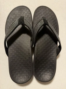 Vionic Tide Rhinestone Slides Women's Size 11 Black Sandals V Strap Flats - Picture 1 of 6
