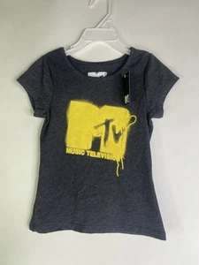 MTV Music Television Retro Gray Short Sleeve Tee T-Shirt Top Girls Size 5 - Picture 1 of 5