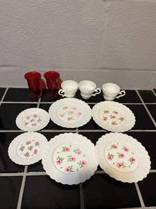 Juego de té de colección tazas de plástico platos flores brotes juego de juguete copas niños niños difícil de encontrar - Imagen 1 de 5